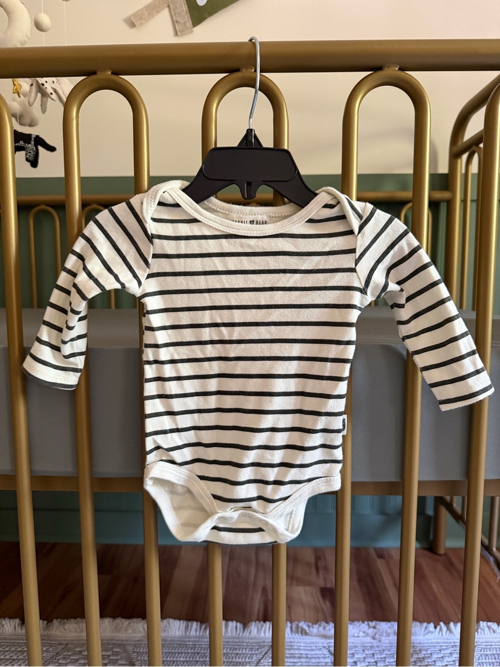 Striped Long Sleeve Baby Bodysuit - White & Black